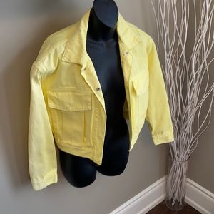 Zara yellow crop denim jacket